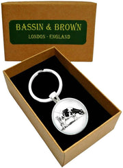 Bassin and Brown Cow Key Ring - Black/White