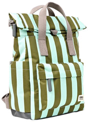Roka Canfield B Small Recycled Canvas Backpack - Moss Stripe/Blue