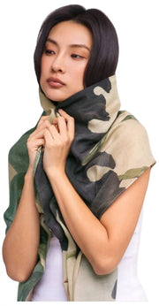 Powder Midnight Orchid Wool Wrap Scarf - White