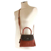 Das Impex Harris Tweed Mini Leather Satchel Bag - Tan/Brown