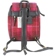 Das Impex Harris Tweed Small Leather Backpack - Black/Pink/Red