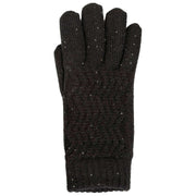 Gants en tricot à paillettes Dents Chevron - Noir