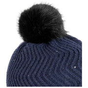 Dents Chevron Pom Pom Knit Bobble Hat - Navy