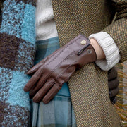 Gants en cuir à écran tactile Dents Colette - Marron châtain