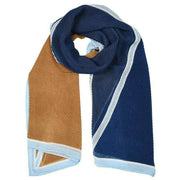 Dents Diagonal Cross Print and Border Pleated Lightweight Scarf - Navy Blue