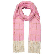 Dents Dotted Windowpane Check Tassel Scarf - Pale Pink