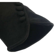 Dents Faux Suede Button Gloves - Black/Black