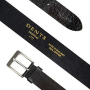 Dents Heritage Pewter Buckle Full-Grain Leather Belt - Black