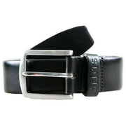 Dents Heritage Satin Nickel Buckle Full-Grain Leather Belt - Black