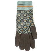 Dents Jacquard Fair Isle Knitted Gloves - Charcoal Grey/Blue
