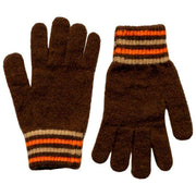 Dents Knitted Stripe Cuff Gloves - Chocolate Brown