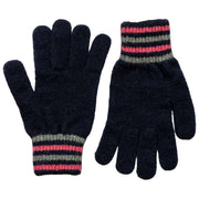 Gants tricotés à rayures Dents - Marine
