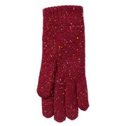 Dents Marl Yarn Cable Knit Gloves - Shiraz Red