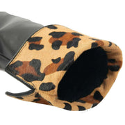 Dents Maya Ponyskin Leopard Print Cuff Leather Gloves - Black