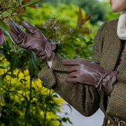 Dents Mosie Touchscreen Leather Gloves - Chestnut Brown