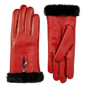 Dents Yasmin Touchscreen Leather Gloves - Berry Red/Black