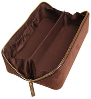 Alice Wheeler London Kensington Small Suede Train Case - Chocolate Brown
