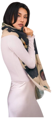 Powder Midnight Orchid Wool Wrap Scarf - White