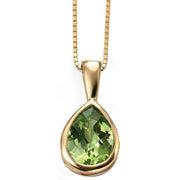 Elements Gold Peridot Teardrop Pendant - Gold/Green