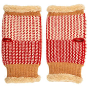 Chauffe-poignets tricotés Elie Beaumont - Marron café/Cœur rouge