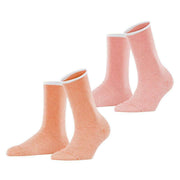 Esprit Allover Stripe 2 Pack Socks - Orange/Pink