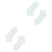 Esprit Fine Line 2 Pack Short Socks - White/Orange/Green