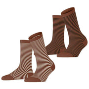 Esprit Fine Line 2 Pack Socks - Brown