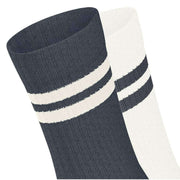 Esprit Tennis Stripe 2 Pack Socks - Black/White