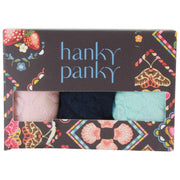 Hanky Panky Signature Lace - Lot de 3 tongs taille basse - Rose pâle/Marine/Bleu céleste