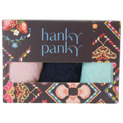 Hanky Panky Signature Lace - Lot de 3 tongs taille originale - Rose pâle/Marine/Bleu céleste