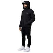 Helvetica Mountain Pioneers Eyeblock Hooded Windbreaker Jacket - Black