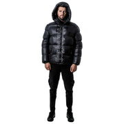 Helvetica Mountain Pioneers Silver 2 Hooded Down Jacket - Black