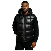Helvetica Mountain Pioneers Space Sleeveless Hooded Jacket - Black