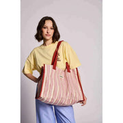 Hindbag Claude Tote Bag - Rayures Rouge/Rose