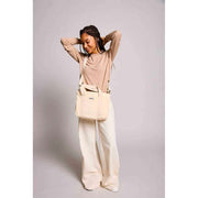 Sac à bandoulière carré Hindbag Louise - Velours Beige