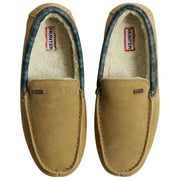 Hunter Moccasin Tartan Collar Slipper - Natural Beige