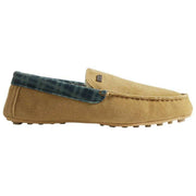 Hunter Moccasin Tartan Collar Slipper - Natural Beige