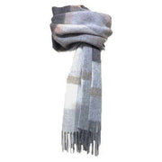 Knightsbridge Neckwear Window Pane Check Pure Wool Scarf - Grey/Cream