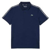 Lacoste Monogram Jacquard Stripe Pique Polo - Navy