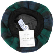 Locharron of Scotland Black Watch Tartan Brushed Wool Tam - Black/Navy/Green