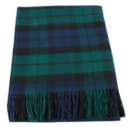 Locharron of Scotland Borders Black Watch Modern Tartan Lambswool Blanket - Green/Navy/Black