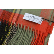 Locharron of Scotland Borders Bruce of Kinnaird Ancient Lambswool Blanket - Pink/Green/Orange