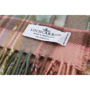 Locharron of Scotland Borders Dundee Lambswool Blanket - Rose Pink/Green
