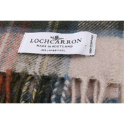 Locharron of Scotland Darwin Stewart Dress Lambswool Scarf - Cream/Olive Green