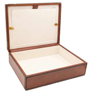 Orton West Leather Photo Lid Jewellery Box - Brown