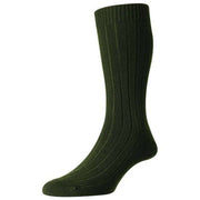 Pantherella Packington Rib Merino Wool Socks - Dark Olive/Green