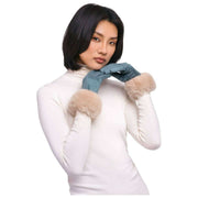 Gants en faux suède Powder Bettina - Bleu denim