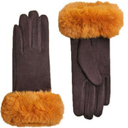 Powder Bettina Gloves - Chocolate Brown/Mustard Yellow