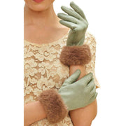 Powder Bettina Gloves - Sage Green/Teddy Brown