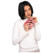 Powder Embroidered Velvet Mouse Mini Pouch - Pink